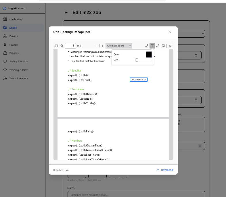 Main Document Edit Preview
