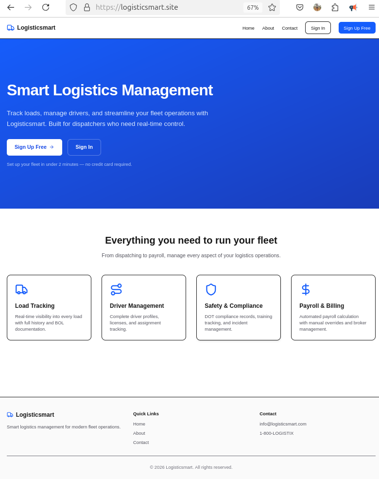 Main Landing Page Preview